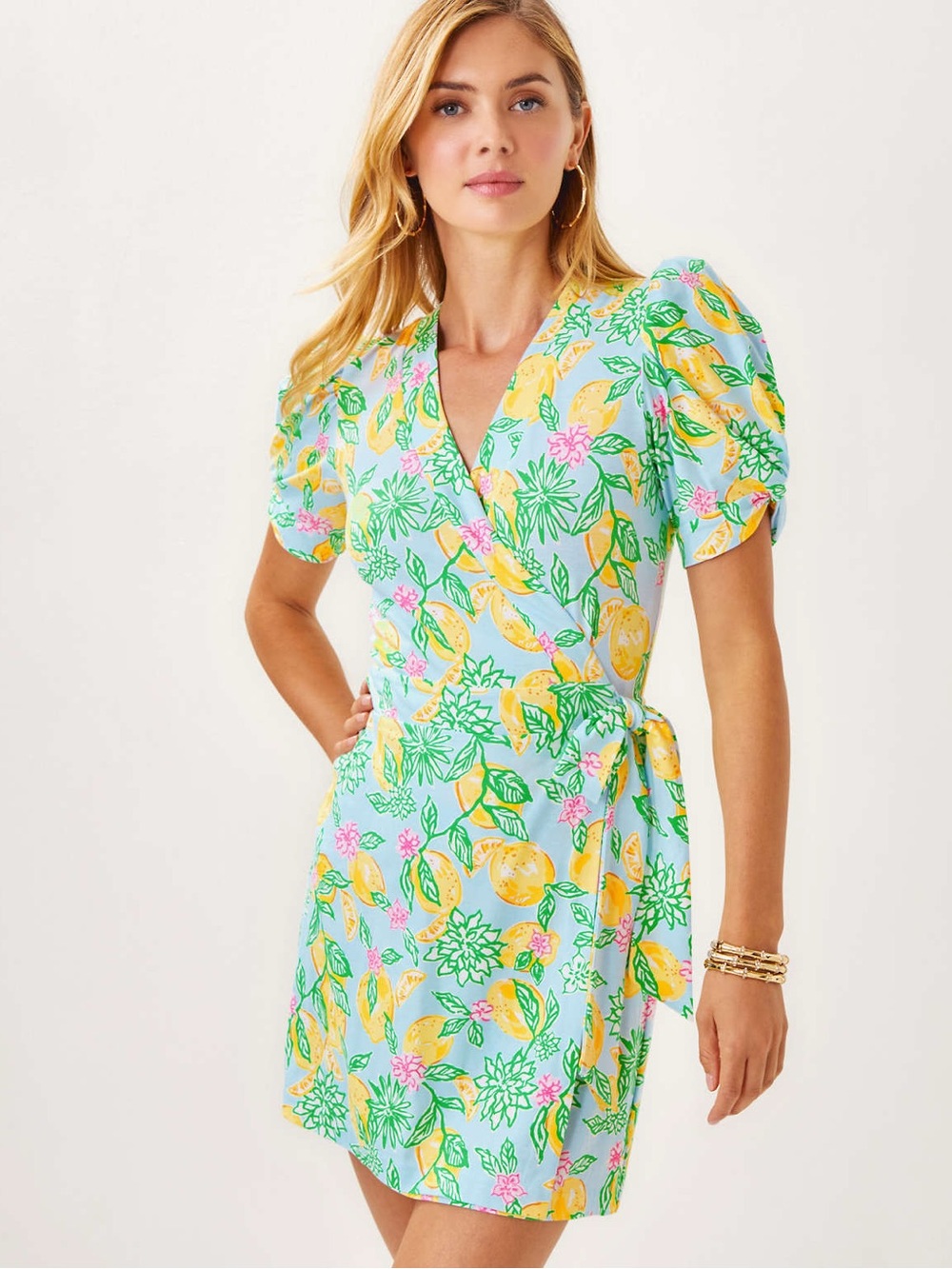 Lilly Pulitzer-NWT- Sailynn Wrap Skort Romper- Bluette make lemonade print
